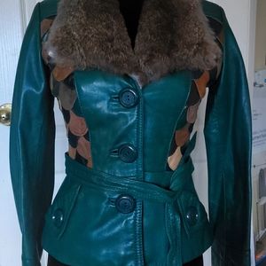 Vintage 1970s patchwork leather and fur jacket